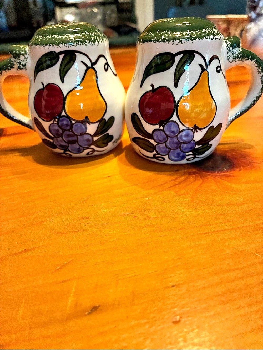 Vintage Fruit Floral Ceramic Salt and Pepper Shakers